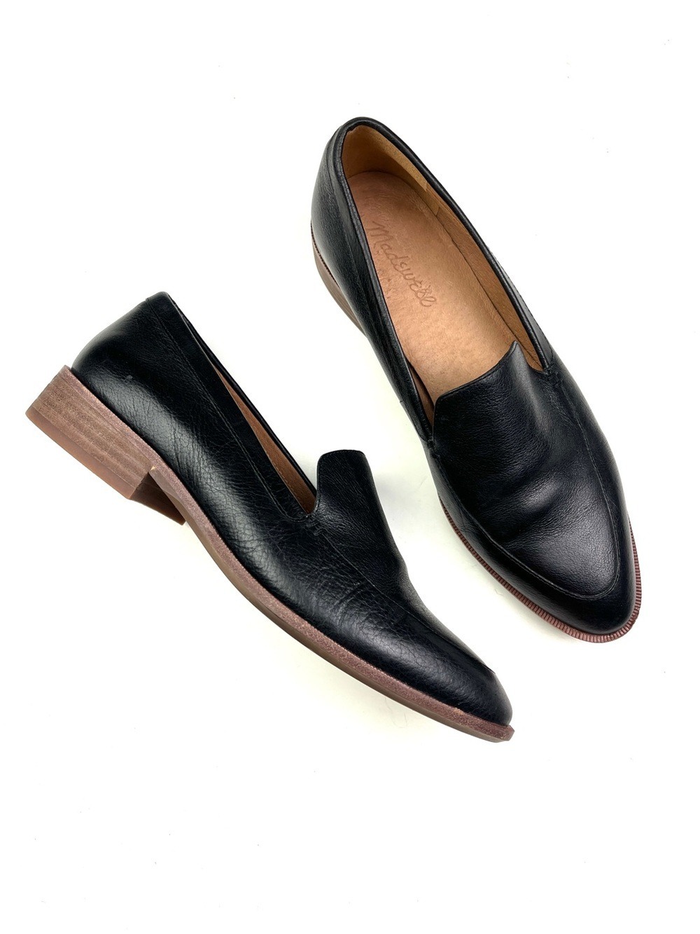 Madewell Frances Pointed Toe Black Leather Loafer size 8